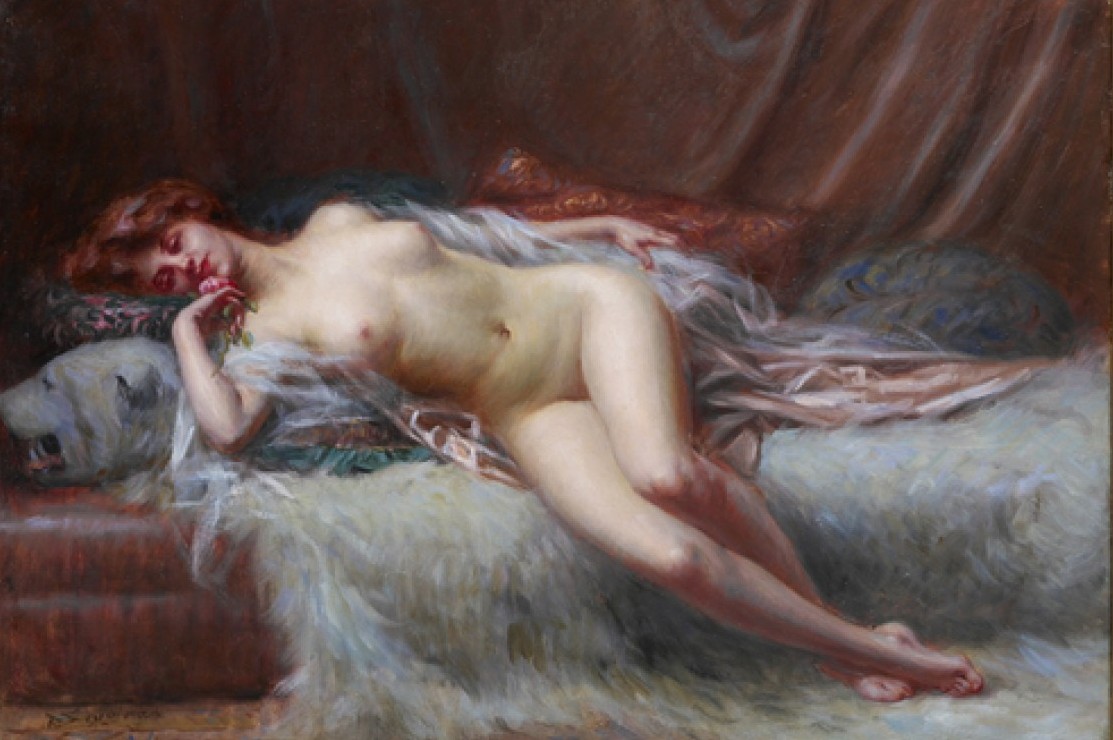 Nudo avvolto in una pelle d'orso